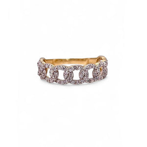 Cuban Link Ring In 10 KT Yellow Gold With CZ