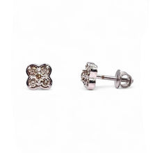 Load image into Gallery viewer, 0.20 CT. Natural Diamond Flower Shape Stud Earrings In 10 KT White Gold