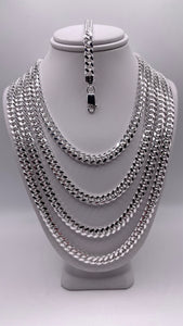 6mm Solid Miami Cuban Chain/Bracelet In Silver
