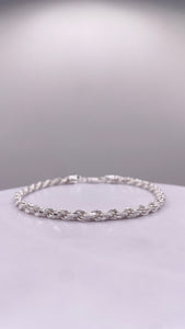 3mm Rope Chain/Bracelet In Silver