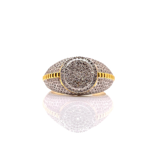 0.98 CT. Natural Diamond Circle Shape Men’s Ring In 10 KT Yellow Gold