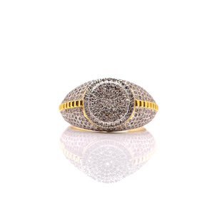 0.98 CT. Natural Diamond Circle Shape Men’s Ring In 10 KT Yellow Gold