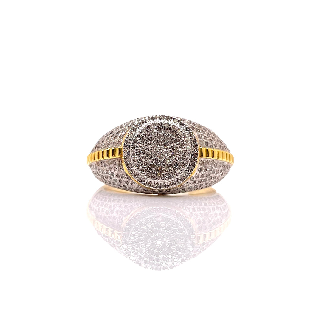 0.98 CT. Natural Diamond Circle Shape Men’s Ring In 10 KT Yellow Gold