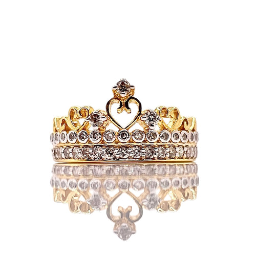 0.46 CT. Natural Diamond Tiara Ring Set In 10 KT Yellow Gold