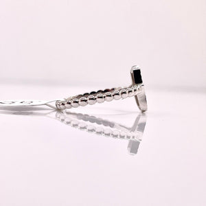 Diamond-Cut Hamsa Hand Ball Ring In 10 KT White Gold