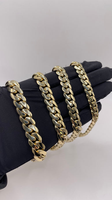Solid Miami Cuban Bracelet In 10 KT Yellow Gold