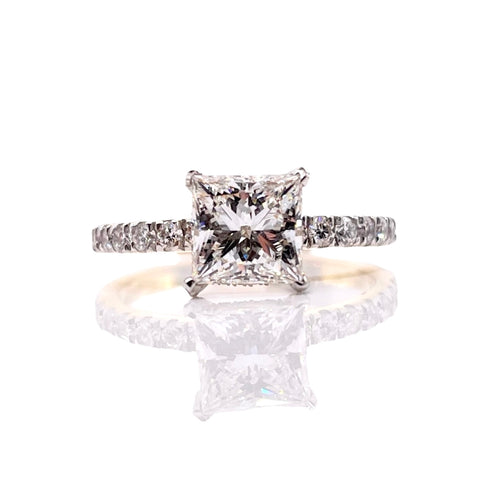 1.96 CT. Lab Grown Diamond Princess-Cut Engagement Ring In 10 KT Yellow Gold