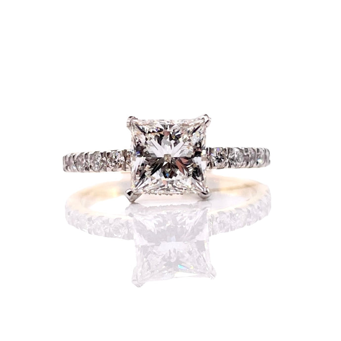 1.96 CT. Lab Grown Diamond Princess-Cut Engagement Ring In 10 KT Yellow Gold