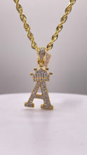 Load image into Gallery viewer, 0.54 CT. Natural Diamond Initial A Pendent With Crown In 10 KT Yellow Gold