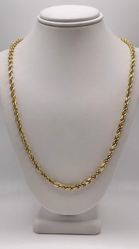 3.7mm Solid Rope Chain In 14 KT Yellow Gold