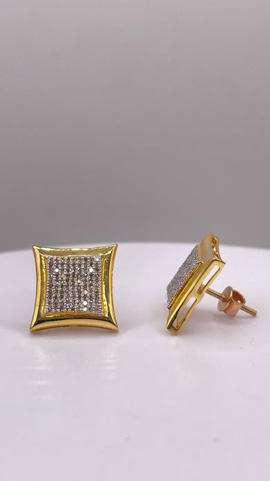 0.37 CT. Natural Diamond Square Shape Stud Earrings In 10 KT Yellow Gold