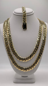 9mm Solid Miami Cuban Link Chain In 10 KT Yellow Gold