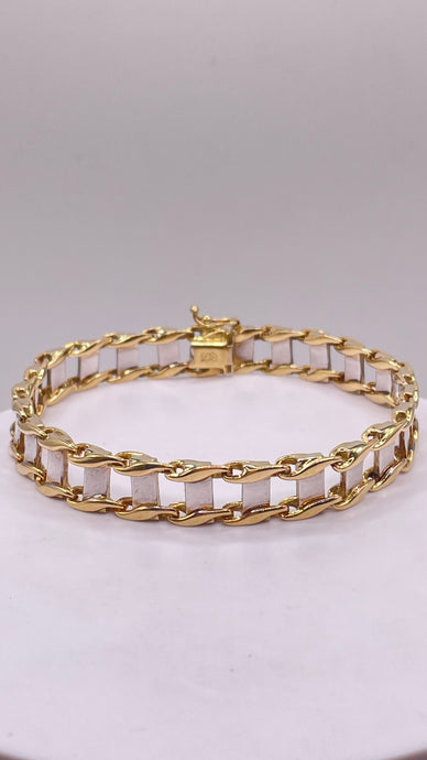 10.3mm Two-Tone Men’s Bracelet In 10 KT Yellow & White Gold