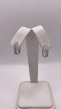 Load image into Gallery viewer, Silver Hoop Earrings With CZ