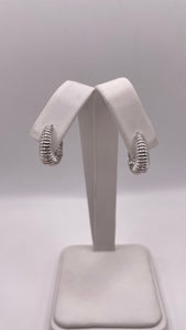 Silver Hoop Earrings With CZ