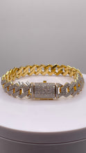 Load image into Gallery viewer, 6.74 CT. Natural Diamonds Zig-Zag Cuban Bracelet In 10 KT Yellow Gold