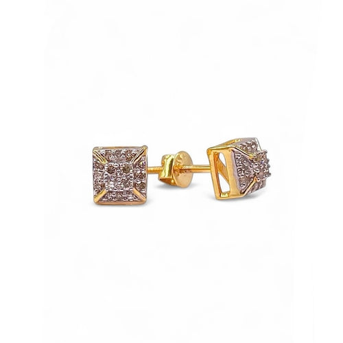 0.23 CT. Natural Diamond Square Shape Men’s Earrings In 10 KT Yellow Gold