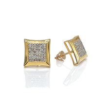 Load image into Gallery viewer, 0.39 CT. Natural Diamond Square Shape Stud Earrings In 10 KT Yellow Gold