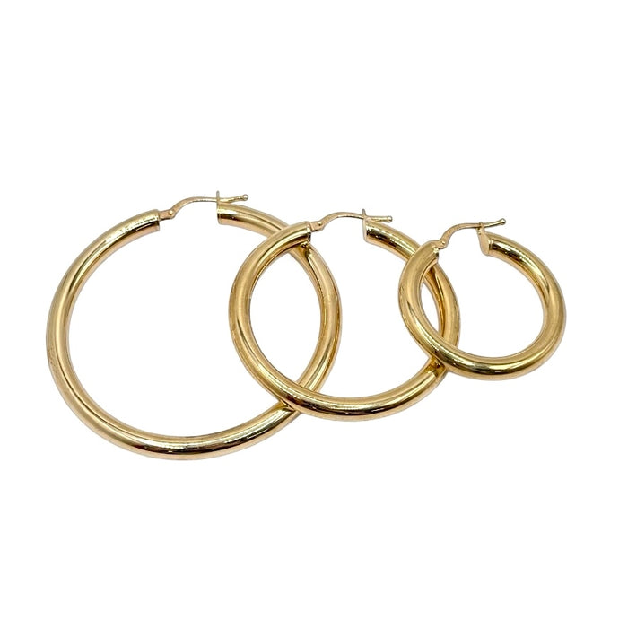 3.7mm 10 KT Yellow Gold Hoop Earrings