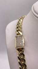 Load image into Gallery viewer, 9.2mm Solid Miami Cuban Link Chain In 10 KT Yellow Gold Featuring Approx 2.0 CT. Natural Diamond Box Lock