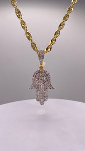 1.76 CT. Natural Diamond Hamsa Pendent In 10 KT Yellow Gold