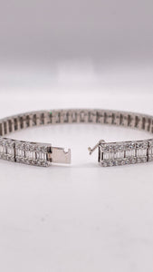 7.50 CT. Natural Baguette & Round Diamond Bracelet In 18 KT White Gold
