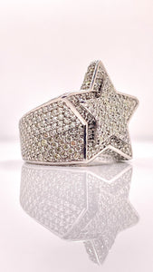 7.80 CT. Natural Diamond Men’s Star Ring In 14 KT White Gold