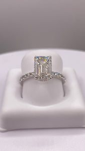 3.43 CT. T.W Emerald-Cut Certified Lab Created Diamond Engagement Ring