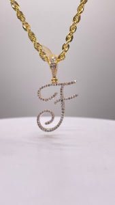 0.38 CT. Natural Diamond Initial F Pendent In 10 KT Yellow Gold