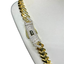 Load image into Gallery viewer, 9mm Monaco Link Chain In 10 KT Yellow Gold With CZ Lock