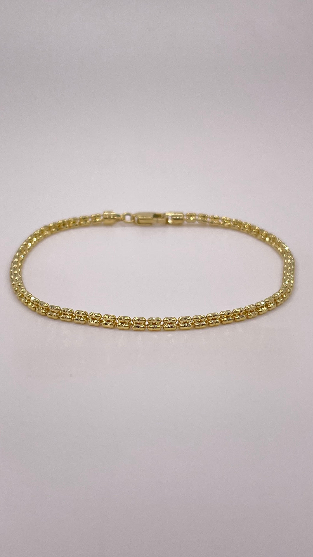 2.5mm Diamond-Cut Icy Link Bracelet In 10 KT Yellow Gold