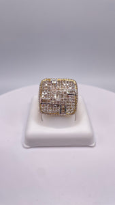 2.02 CT. Baguette & Round Natural Diamonds Men’s Square Ring In 10 KT Yellow Gold