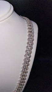 10.3mm CZ Zig-Zag Cuban Link Chain/Bracelet In Silver