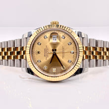 Load image into Gallery viewer, 41mm Two-Tone DateJust Rolex Men’s Watch With Champagne Diamond Dial
