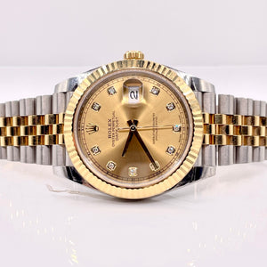 41mm Two-Tone DateJust Rolex Men’s Watch With Champagne Diamond Dial