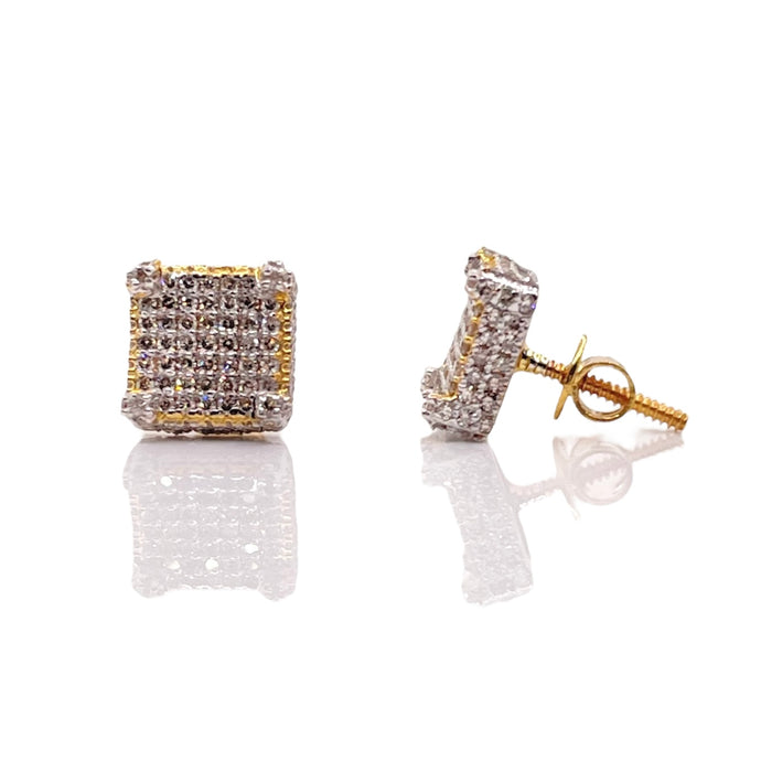 0.77 CT. Natural Diamond Men’s Square Shape Stud Earrings In 10 KT Yellow Gold