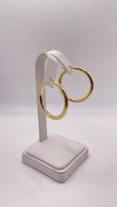 3.7mm 10 KT Yellow Gold Hoop Earrings