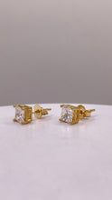 Load image into Gallery viewer, 5.0mm Princess-Cut Cubic Zirconia Stud Earrings In 10 KT Yellow Gold