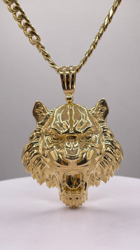 Tiger Pendant In 10 KT Yellow Gold