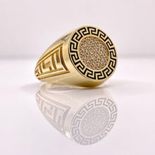 Load image into Gallery viewer, CZ Greek Key Design Men’s Ring In 14 KT Yellow Gold