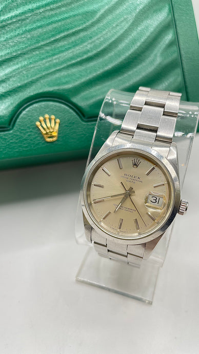 34mm Rolex Oyster Perpetual Date Watch With Grey Dial