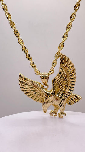 Eagle Pendant & Rope Chain Combo In 10 KT Yellow Gold