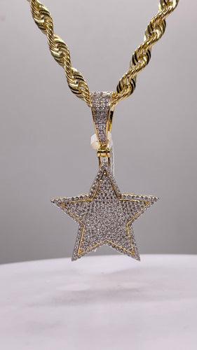 0.59 CT. Natural Diamond Star Pendant In 10 KT Yellow Gold