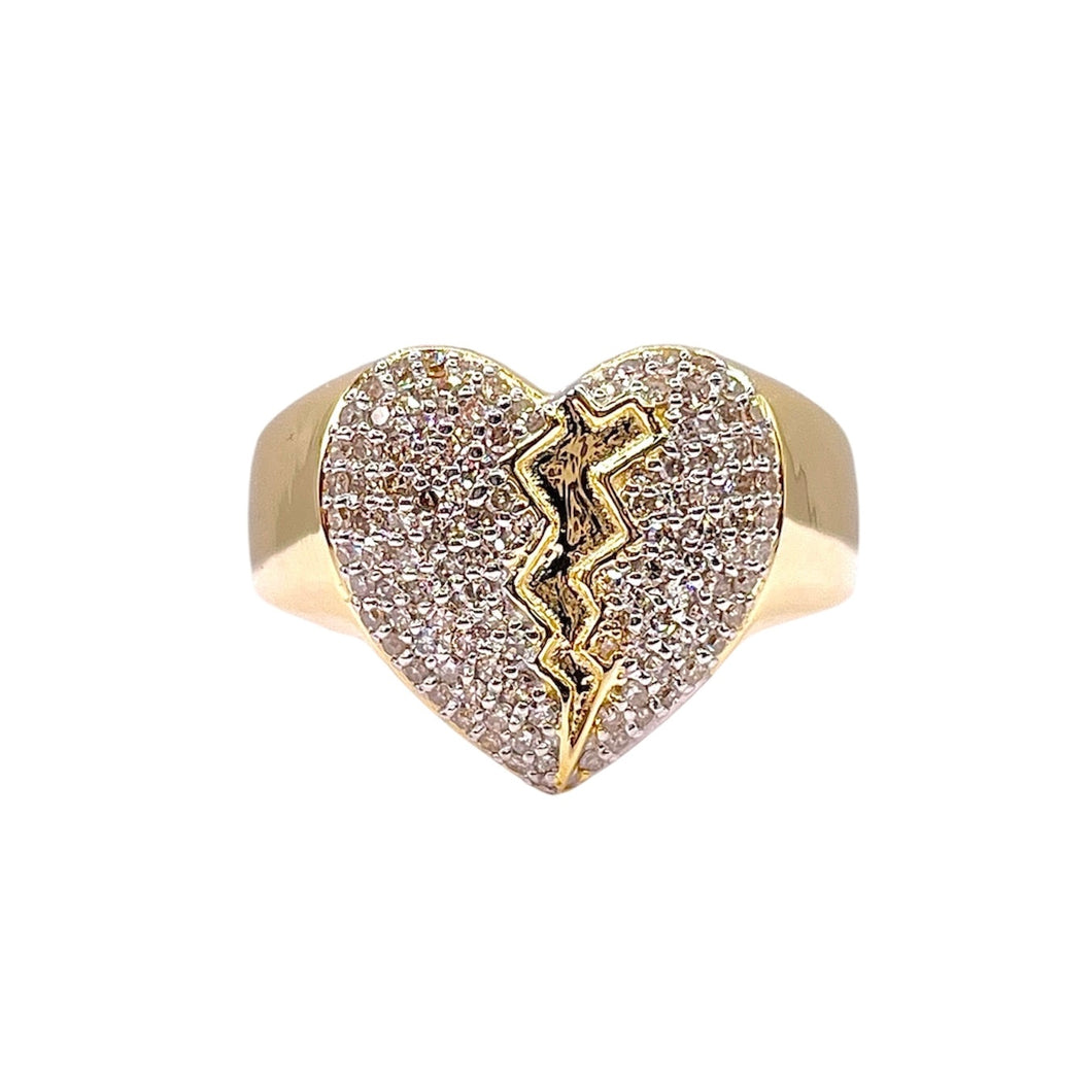 0.52 CT. Natural Diamond Broken Heart Ring In 10 KT Yellow Gold