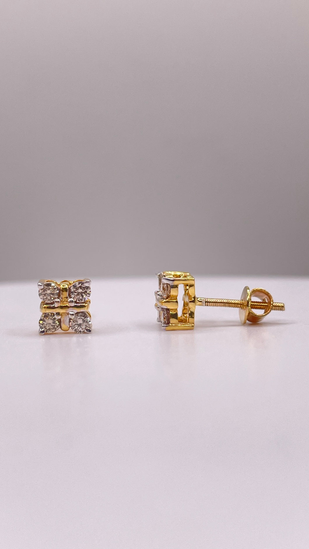 0.27 CT. Natural Diamond Stud Earrings In 10 KT Yellow Gold