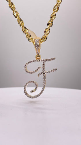 0.38 CT. Natural Diamond Initial F Pendant In 10 KT Yellow Gold