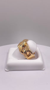 Beautiful 18 KT Yellow Gold Matte & Shiny Cuban Ring