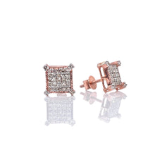 Load image into Gallery viewer, 0.31 CT. Natural Diamond Square Shape Stud Earrings In 10 KT Rose Gold