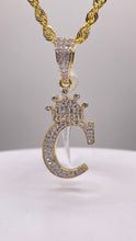 Load image into Gallery viewer, 0.45 CT. Natural Diamond Initial C With Crown Pendent In 10 KT Yellow Gold