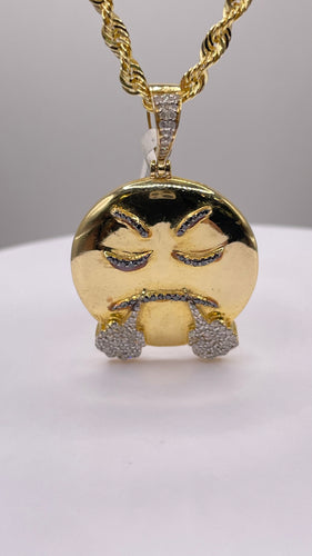 0.41 CT. Natural Diamond Emoji Pendant In 10 KT Yellow Gold